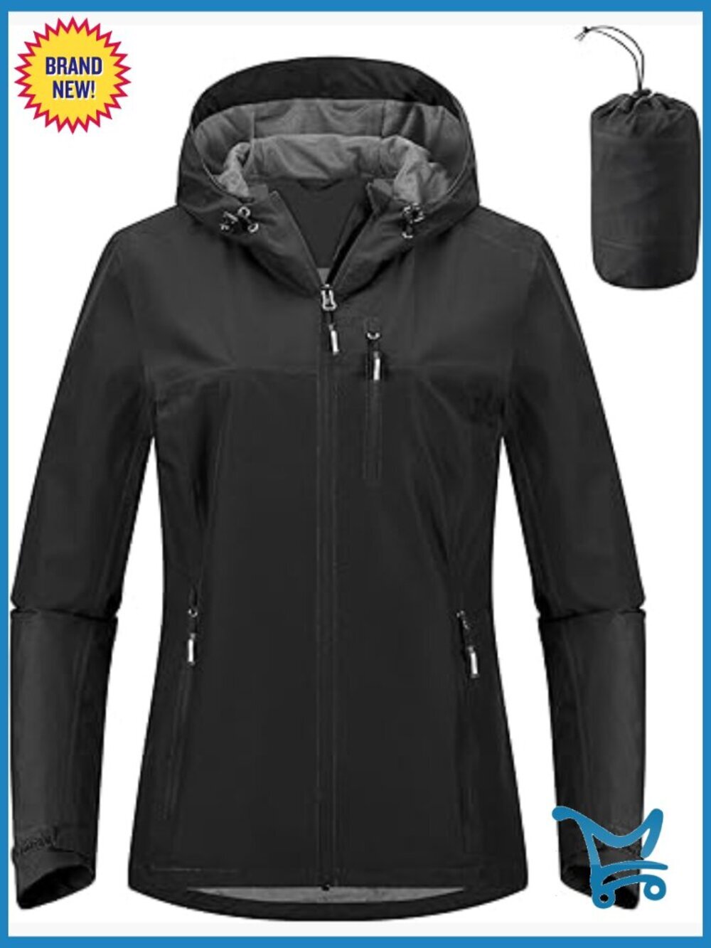 Lightweight Packable Rain Jacket Waterproof Hooded Cycling Coat